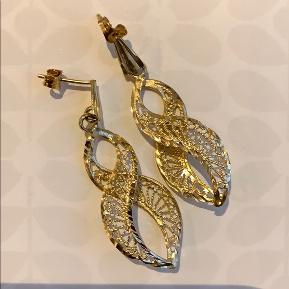 14K Gold Vintage Diamond Cut Infinity Dangles - Picture 1 of 1